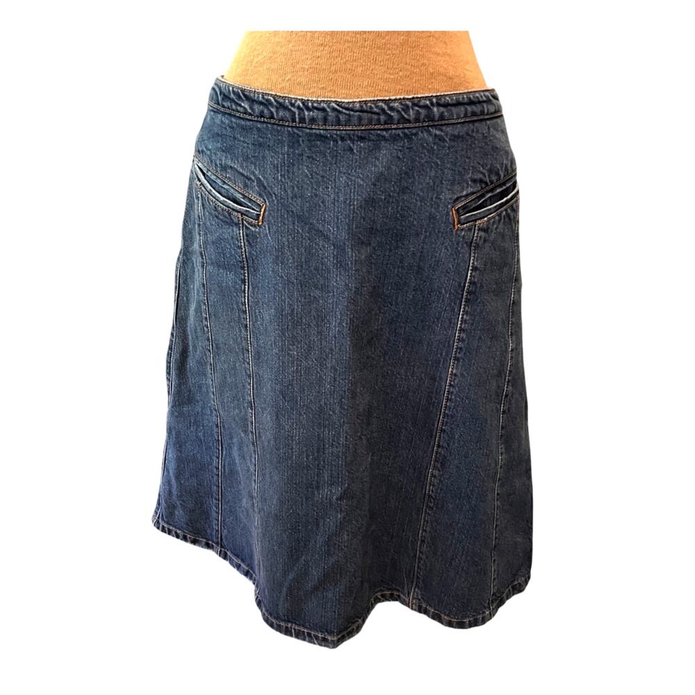 Vintage Tommy Hilfiger blue jean denim skirt pleated pockets western casual sz10